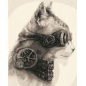 Стимпанк кот Раскраска картина по номерам на холсте