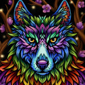Радужный волк Алмазная вышивка мозаика