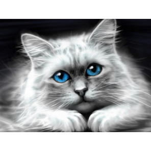 В рамке Голубоглазая кошка Алмазная вышивка мозаика АЖ-1761