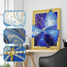 Крупные фрагменты Голубые крылья бабочки Алмазная вышивка мозаика на подрамнике 5D LP006