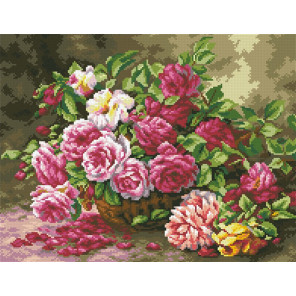  Корзина садовых роз Алмазная мозаика вышивка Паутинка М-254
