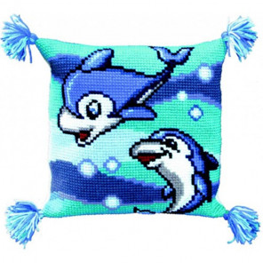 Дельфины Набор для вышивки подушки крестиком Чаривна Мить