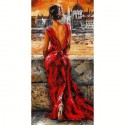 Девушка в красном платье Раскраска по номерам на холсте Живопись по номерам