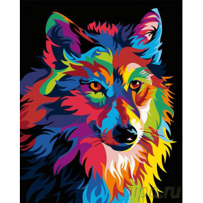 Раскладка Радужный волк Раскраска картина по номерам на холсте PA05