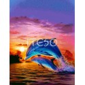 Дельфины на закате Алмазная вышивка (мозаика) Iteso