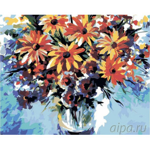 Букет садовых цветов Раскраска картина по номерам на холсте LA31