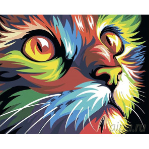  Радужный кот Раскраска картина по номерам на холсте RA046