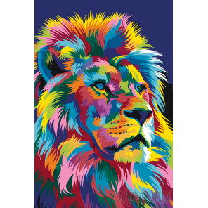 Раскладка Радужный портрет льва Раскраска по номерам на холсте Живопись по номерам PA114