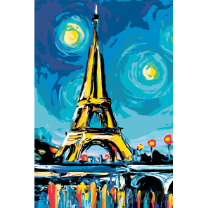 Схема Красочный вечер в Париже Раскраска по номерам на холсте Живопись по номерам RA150