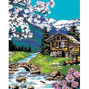 Схема Весна в Альпах Раскраска по номерам на холсте Живопись по номерам PP10