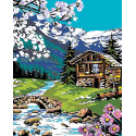 Весна в Альпах Раскраска по номерам на холсте Живопись по номерам