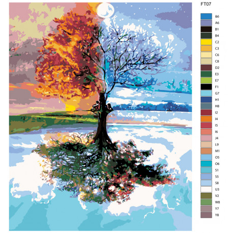 Раскладка Четыре сезона Раскраска по номерам на холсте Живопись по номерам FT07