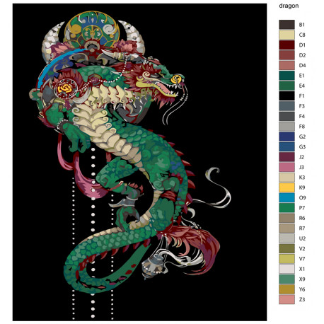 Раскладка Символ мудрости Раскраска по номерам на холсте Живопись по номерам NA-dragon