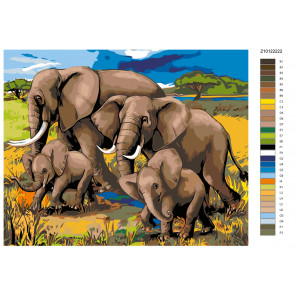 Схема Семья слонов Раскраска по номерам на холсте Живопись по номерам Z-Z10122223
