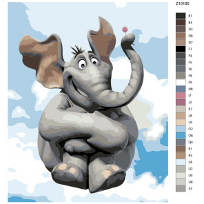 Схема Довольный слон Раскраска по номерам на холсте Живопись по номерам Z-Z10160