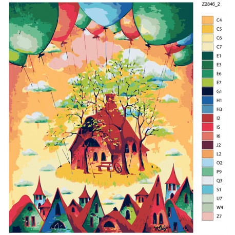 Раскладка Дом в небесах Раскраска по номерам на холсте Живопись по номерам Z-Z2846