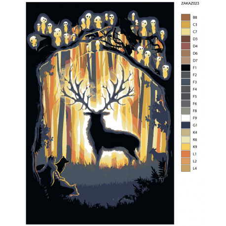 Раскладка Лесной гость Раскраска по номерам на холсте Живопись по номерам ZAKAZ023