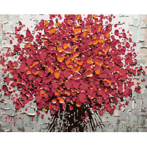 Раскладка Красные цветы Раскраска картина по номерам на холсте KTMK-46902