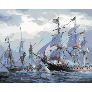 Раскладка Морское сражение Раскраска по номерам на холсте Живопись по номерам KTMK-49875
