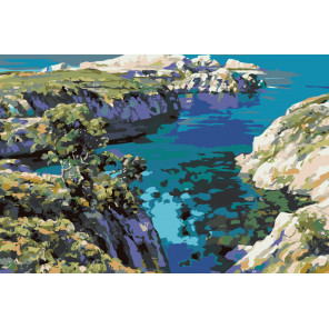 схема Каменистое побережье Раскраска по номерам на холсте Живопись по номерам HB08