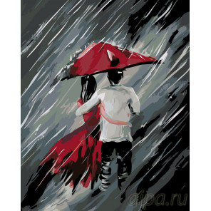 раскладка Пара под зонтом Раскраска по номерам на холсте Живопись по номерам