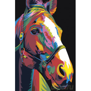 раскладка Радужная лошадь Раскраска картина по номерам на холсте