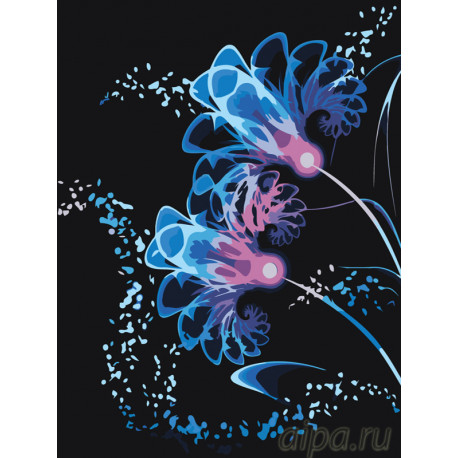  Неоновые цветы Раскраска картина по номерам на холсте F65