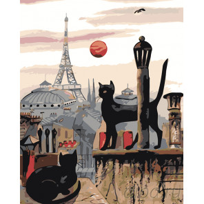 раскладка Парижские коты Раскраска картина по номерам на холсте