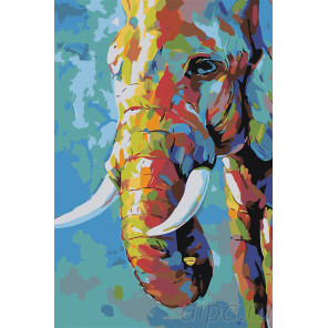 Макет Разноцветный слон Раскраска картина по номерам на холсте A501