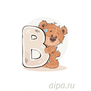 раскладка Медвеженок с буквой B Раскраска по номерам на холсте Живопись по номерам