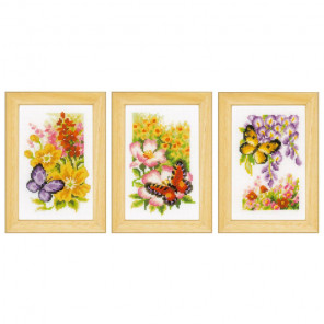  Цветы и бабочки Набор для вышивания триптиха VERVACO PN-0155954