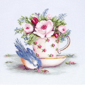  Птичка и чашка чая Набор для вышивания Luca-S BA2324