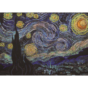  Звездная ночь по картине Ван Гога Алмазная вышивка термостразами Преобрана 0116