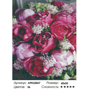  Розовые пионы Алмазная вышивка мозаика на подрамнике APK22067
