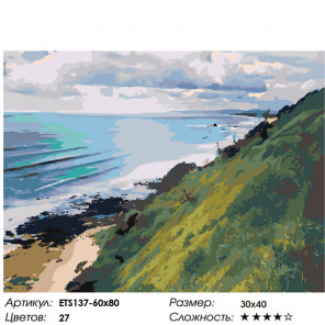 Сложность и количество цветов Утес на побережье Раскраска картина по номерам на холсте ETS137-60x80