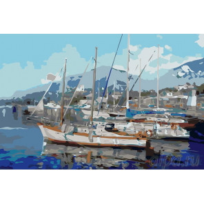 Раскладка Корабли у причала Раскраска картина по номерам на холсте KRYM-CR07