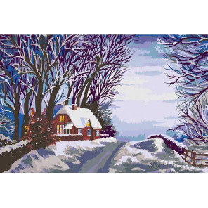 Раскладка Зимняя дорога Раскраска картина по номерам на холсте LV17