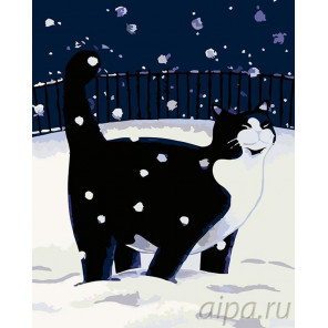 Раскладка Прогулка по снегу Раскраска картина по номерам на холсте A74