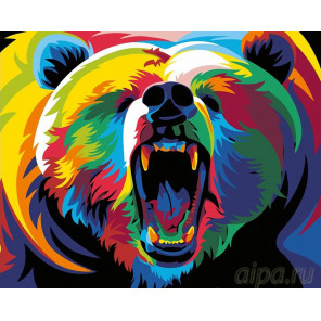 Раскладка Радужный медведь Раскраска картина по номерам на холсте PA04