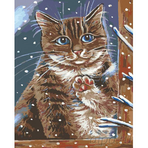 Раскладка Зима за окном Раскраска картина по номерам на холсте A193