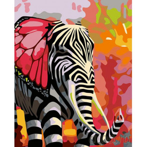 Раскладка Полосатый слон Раскраска картина по номерам на холсте A212