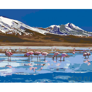 Раскладка Фламинго на озере Раскраска по номерам на холсте Живопись по номерам Z3135