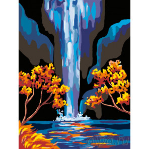  Золотые листья и водопад Раскраска по номерам на холсте Живопись по номерам RA086