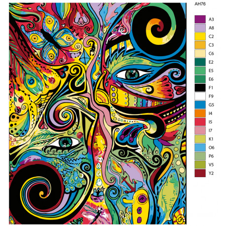 Раскладка Абстрактный портрет Раскраска по номерам на холсте Живопись по номерам ARTH-AH76V