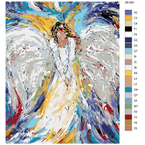 Схема Печальный ангел Раскраска по номерам на холсте Живопись по номерам KTMK-281361