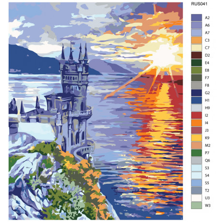 Раскладка Закат над Черным морем Раскраска по номерам на холсте Живопись по номерам RUS041