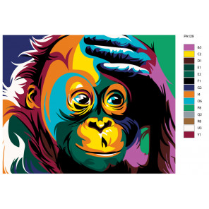 Раскладка Удивление радужной обезьяны Раскраска по номерам на холсте Живопись по номерам PA129