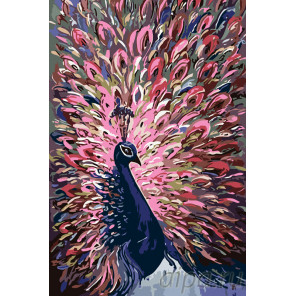 Раскладка Павлин с розовым хвостом Раскраска картина по номерам на холсте A429