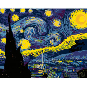 Раскладка Звезды в ночи Раскраска картина по номерам на холсте ARTH-43