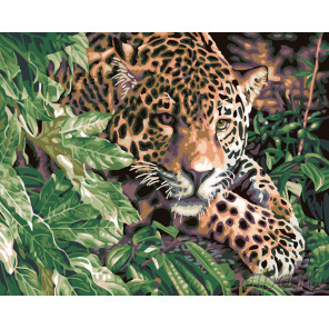  Леопард в зарослях Раскраска картина по номерам на холсте KTMK-77815
